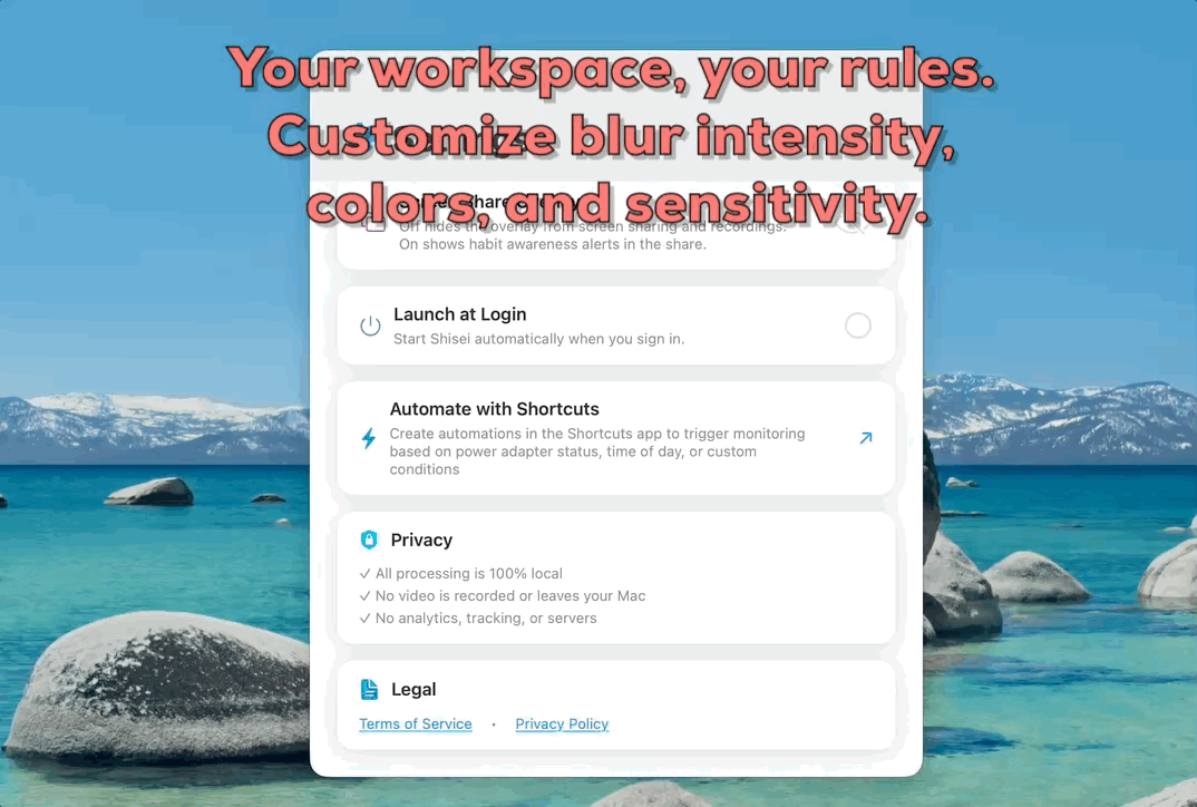 Shisei customization options demo